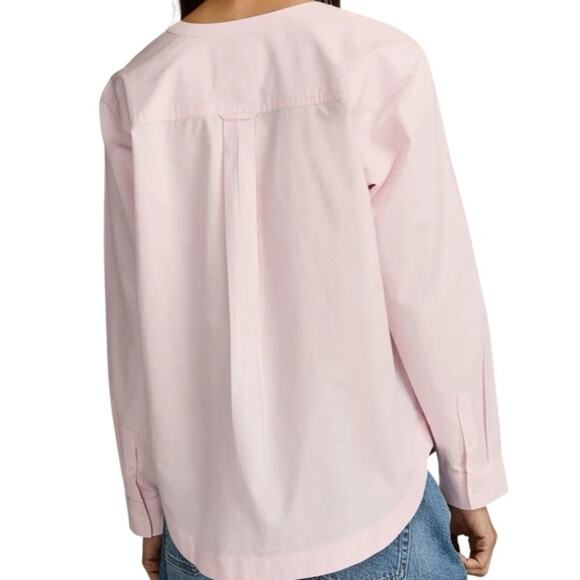Lucky Brand NWTs Pink Stripe Poplin Lace-Up Blouse Top size small - Picture 3 of 12